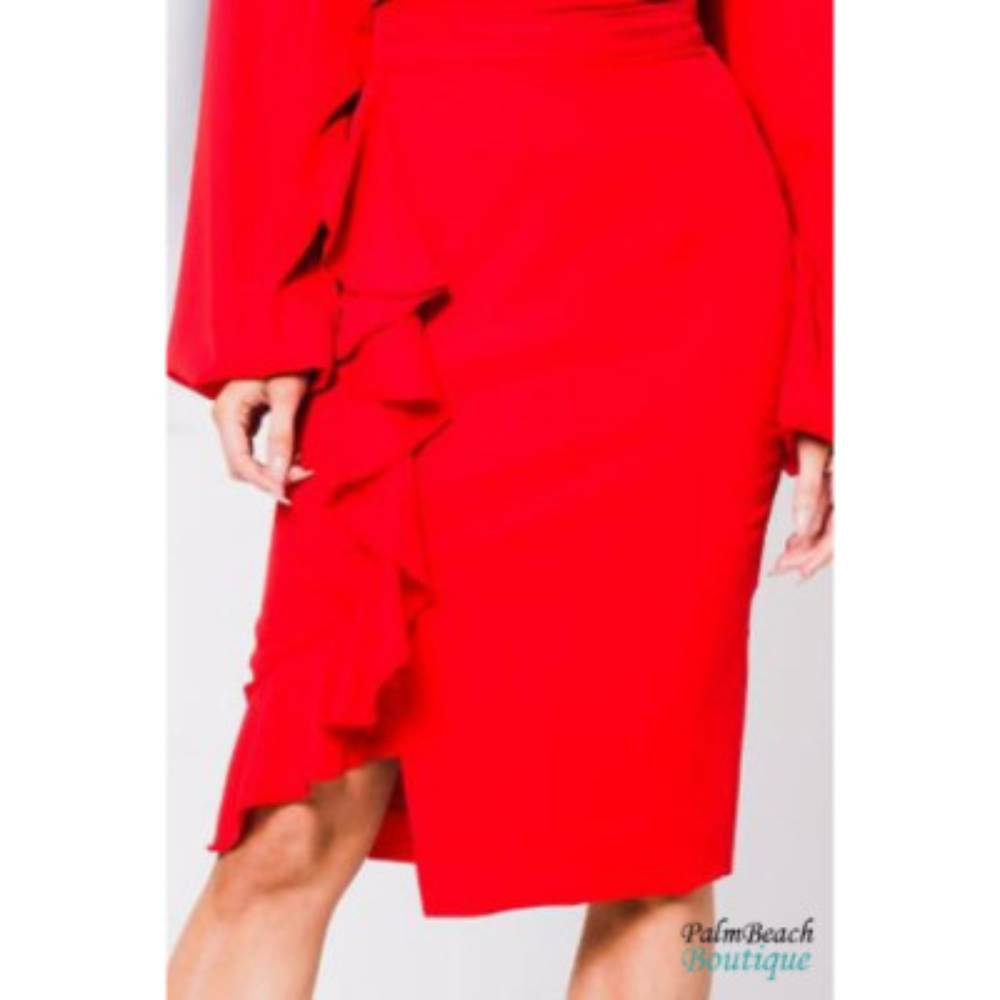 Ruffle Detail Pencil Skirt - Picture 2 of 4